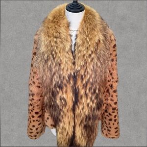 Chic Leopard Real Fur Coat